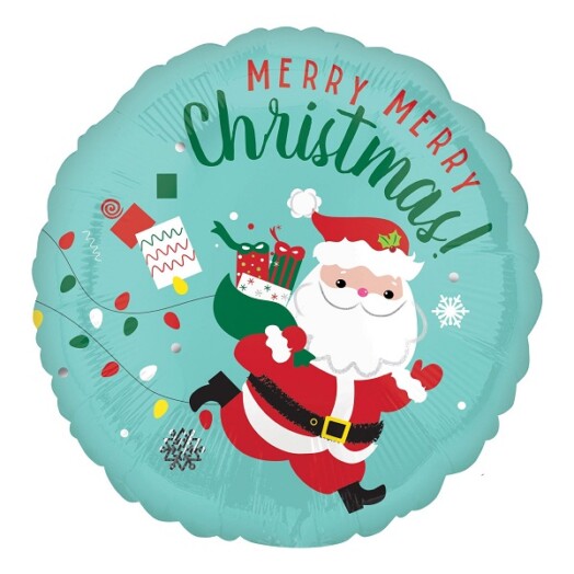 17" Christmas Running Santa Foil Balloon