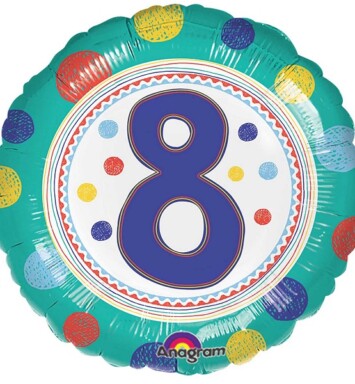 17 Inch SpotOn 8th Happy Birthday Foil Balloon