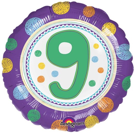 17 Inch SpotOn 9th Happy Birthday Foil Balloon