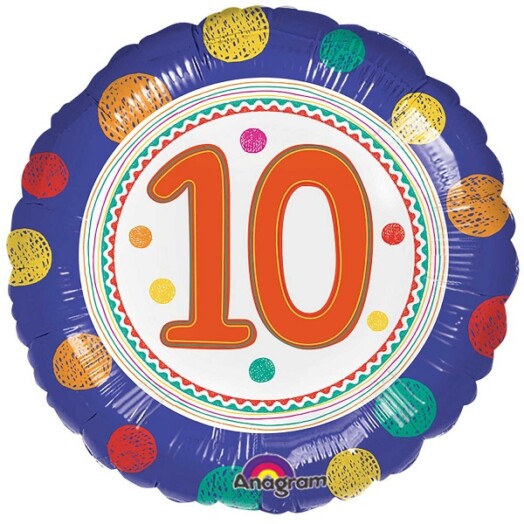 17 Inch SpotOn 10th Happy Birthday Foil Balloon
