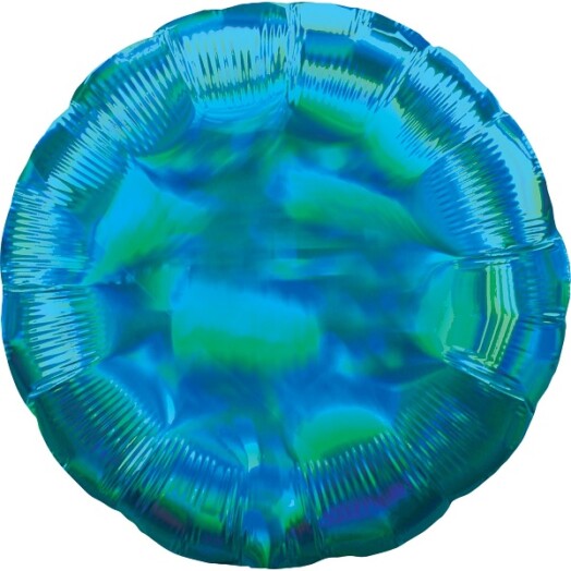 18" Cyan Iridescent Circle Foil Balloon