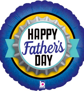 18 Inch Father's Day Bottle Cap Holographic Foil Balloon