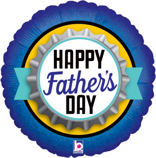 18 Inch Father's Day Bottle Cap Holographic Foil Balloon