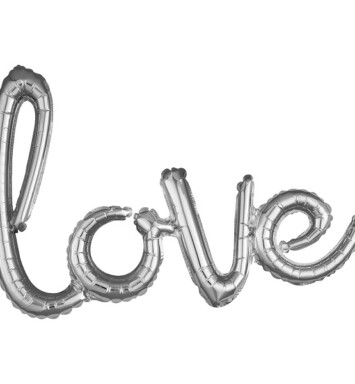 Love Script Phrase Silver Shape Foil Balloon