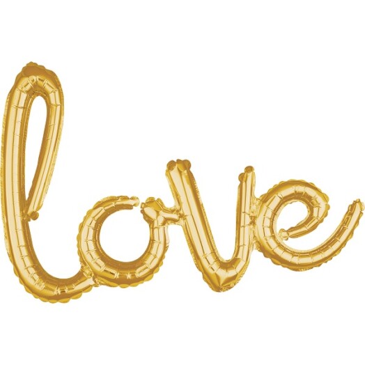 Love Script Phrase Gold Shape Foil Balloon