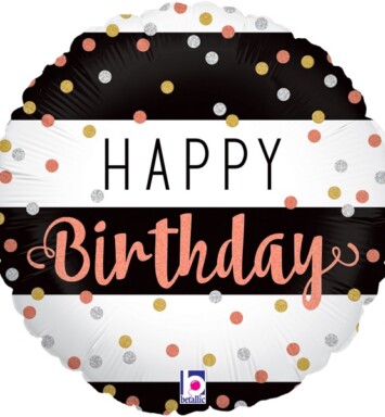 18 Inch Rose Gold Birthday Holographic Foil Balloon