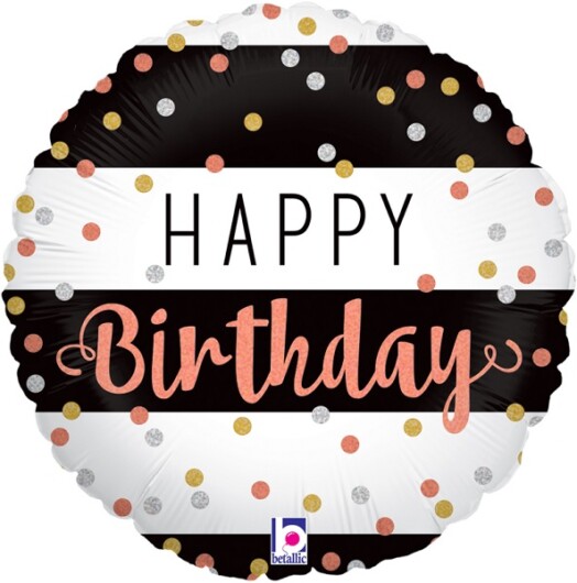 18 Inch Rose Gold Birthday Holographic Foil Balloon