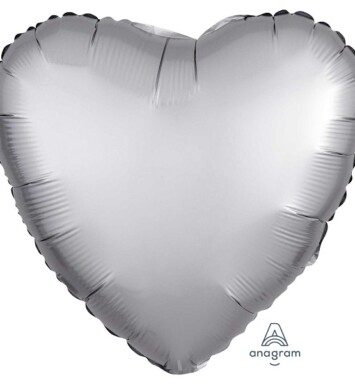 Unpackaged 18" Satin Luxe Heart Foil Balloon - Platinum