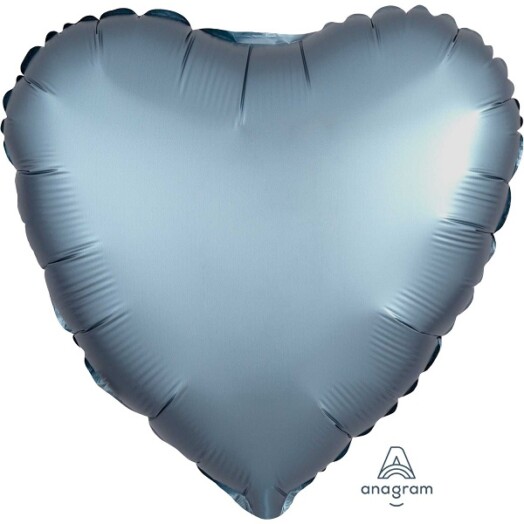 Unpackaged 18" Satin Luxe Heart Foil Balloon - Steel Blue