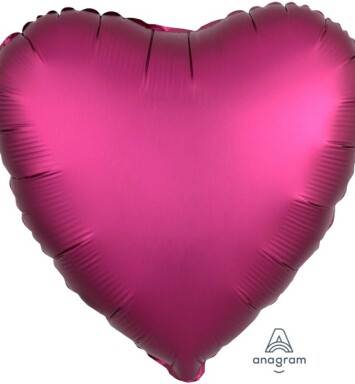 Unpackaged 18" Satin Luxe Heart Foil Balloon - Pomegranate