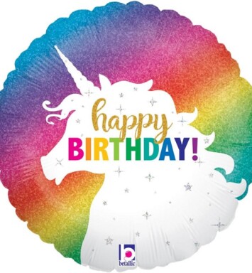 18 Inch Glitter Unicorn Birthday Foil Balloon
