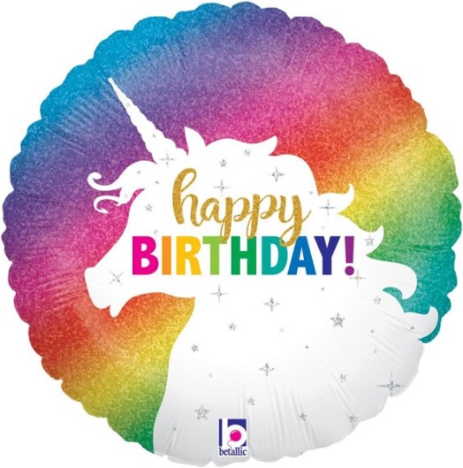 18 Inch Glitter Unicorn Birthday Foil Balloon