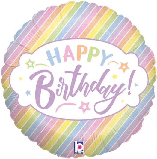 18 Inch Pastel Birthday Holographic Foil Balloon