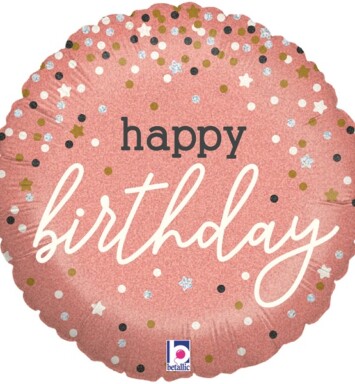 18 Inch Rose Gold Confetti Birthday Holographic Foil Balloon