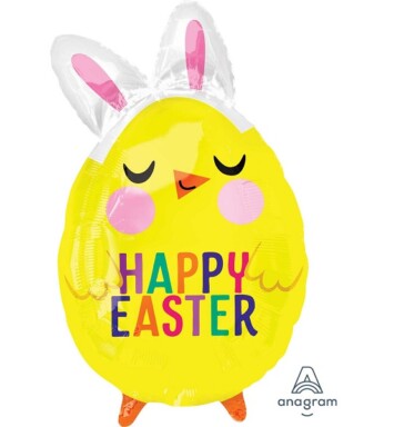 Happy Easter Chick with Bunny Ears Junior Shape Foil Balloon