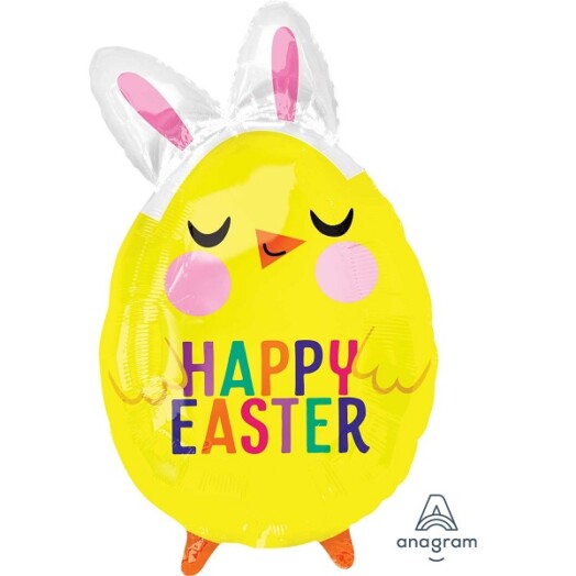 Happy Easter Chick with Bunny Ears Junior Shape Foil Balloon