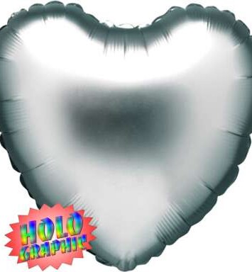 18" Holographic Silver Heart Foil Balloon