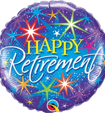 18" Retirement Colourful Bursts Foil Balloon