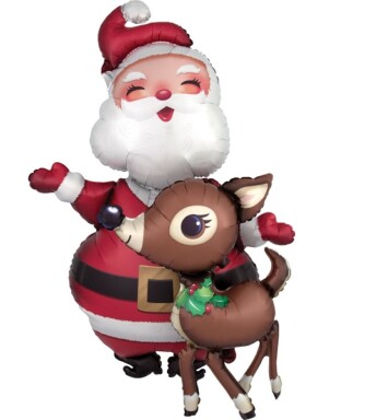 Santa and Reindeer Air Walker Foil Balloon