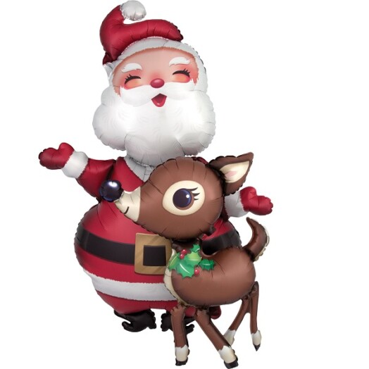 Santa and Reindeer Air Walker Foil Balloon