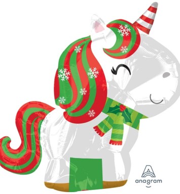 Christmas Unicorn Junior Shaped Foil Balloon