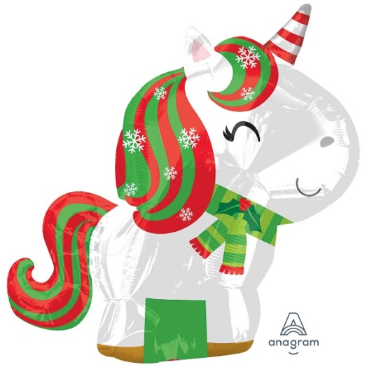 Christmas Unicorn Junior Shaped Foil Balloon