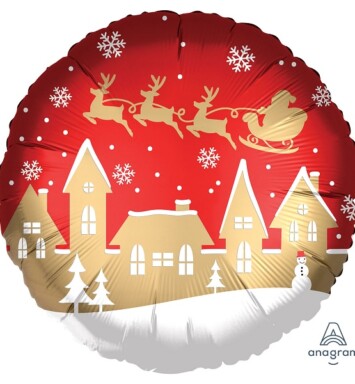 18 Inch Satin Infused Santa Village Foil Balloon