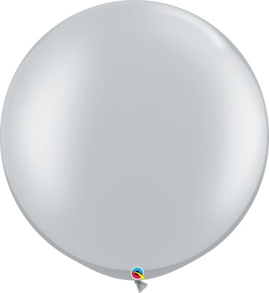 30 Inch Metallic Silver Latex Balloon 2pk