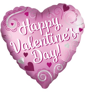 17 Inch Happy Valentine's Day Simple Swirls Satin Luxe Foil Balloon