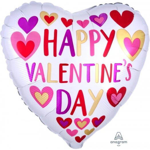 17 Inch Hand Done Hearts Happy Valentine's Day Foil Balloon