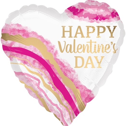17 Inch Watercolour Geode Happy Valentine's Day Foil Balloon