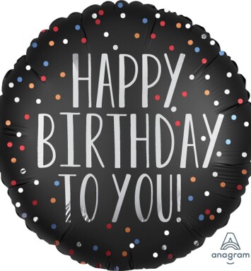 18 Inch Happy Birthday To You Satin Dots Foil Balloon