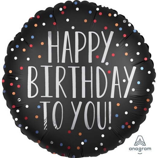 18 Inch Happy Birthday To You Satin Dots Foil Balloon