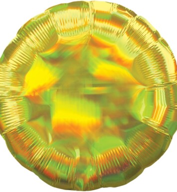 18" Yellow Iridescent Circle Foil Balloon