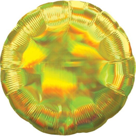18" Yellow Iridescent Circle Foil Balloon
