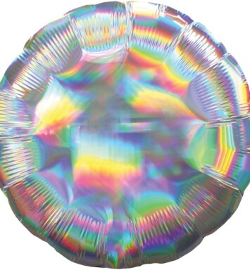 18" Silver Iridescent Circle Foil Balloon