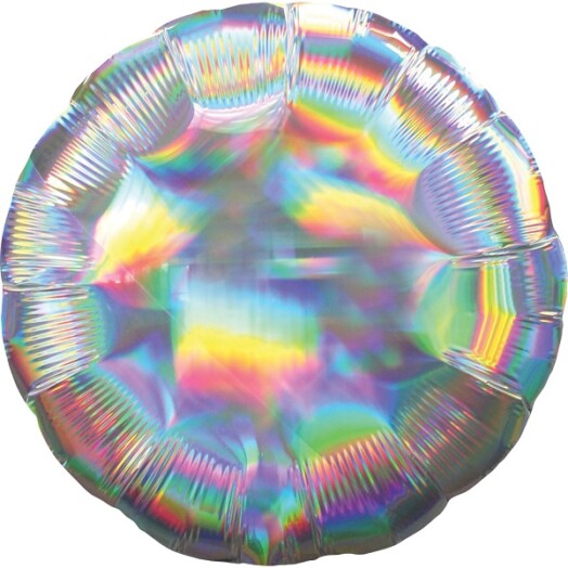 18" Silver Iridescent Circle Foil Balloon