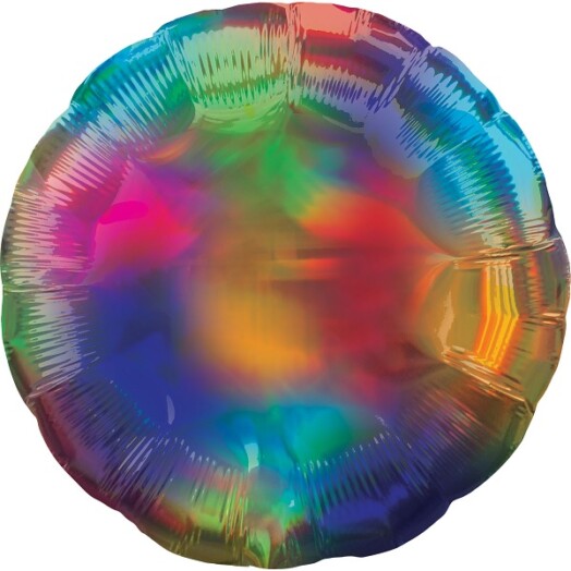18" Rainbow Iridescent Circle Foil Balloon