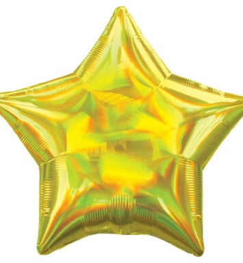 19" Yellow Iridescent Star Foil Balloon