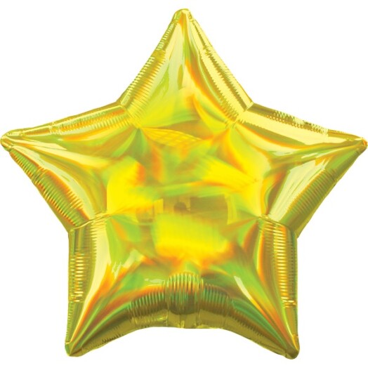 19" Yellow Iridescent Star Foil Balloon