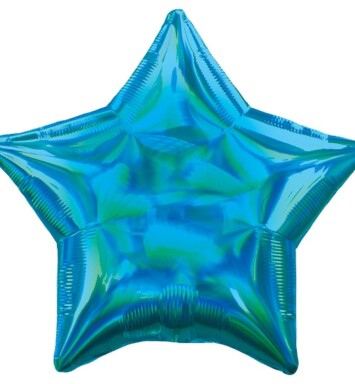 19" Cyan Iridescent Star Foil Balloon