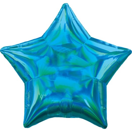 19" Cyan Iridescent Star Foil Balloon