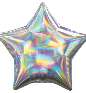 19" Silver Iridescent Star Foil Balloon