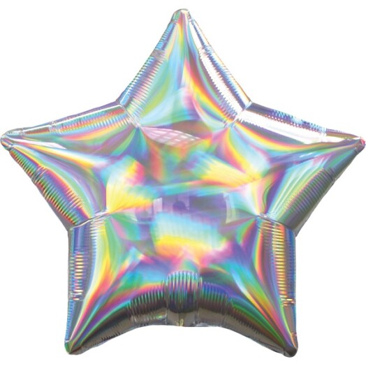 19" Silver Iridescent Star Foil Balloon