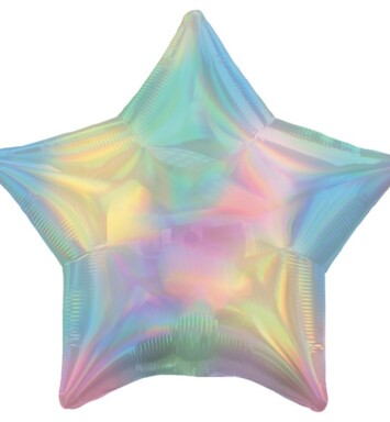 19" Pastel Rainbow Iridescent Star Foil Balloon