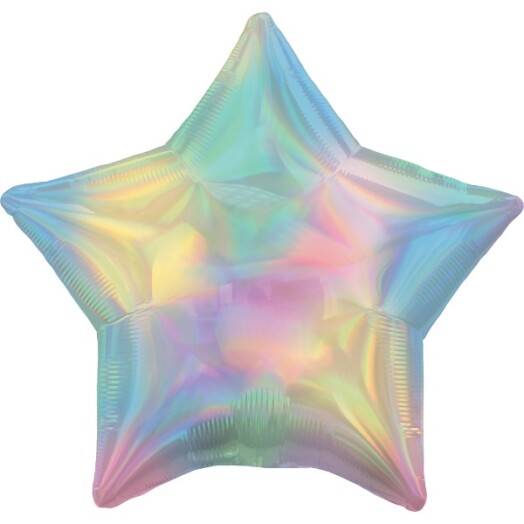 19" Pastel Rainbow Iridescent Star Foil Balloon