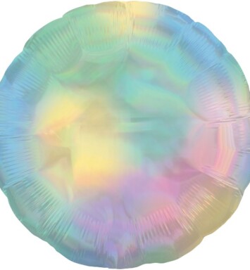 18" Pastel Rainbow Iridescent Circle Foil Balloon