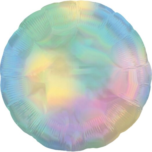 18" Pastel Rainbow Iridescent Circle Foil Balloon