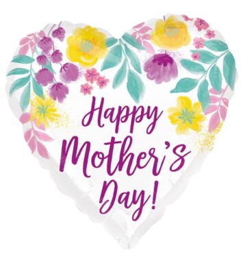 18" Happy Mother's Day Watercolour Flowers Foil Balloon