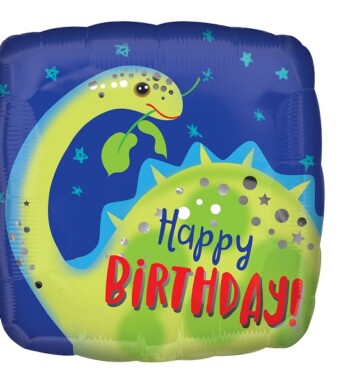 17 Inch Happy Birthday Brontosaurus Foil Balloon